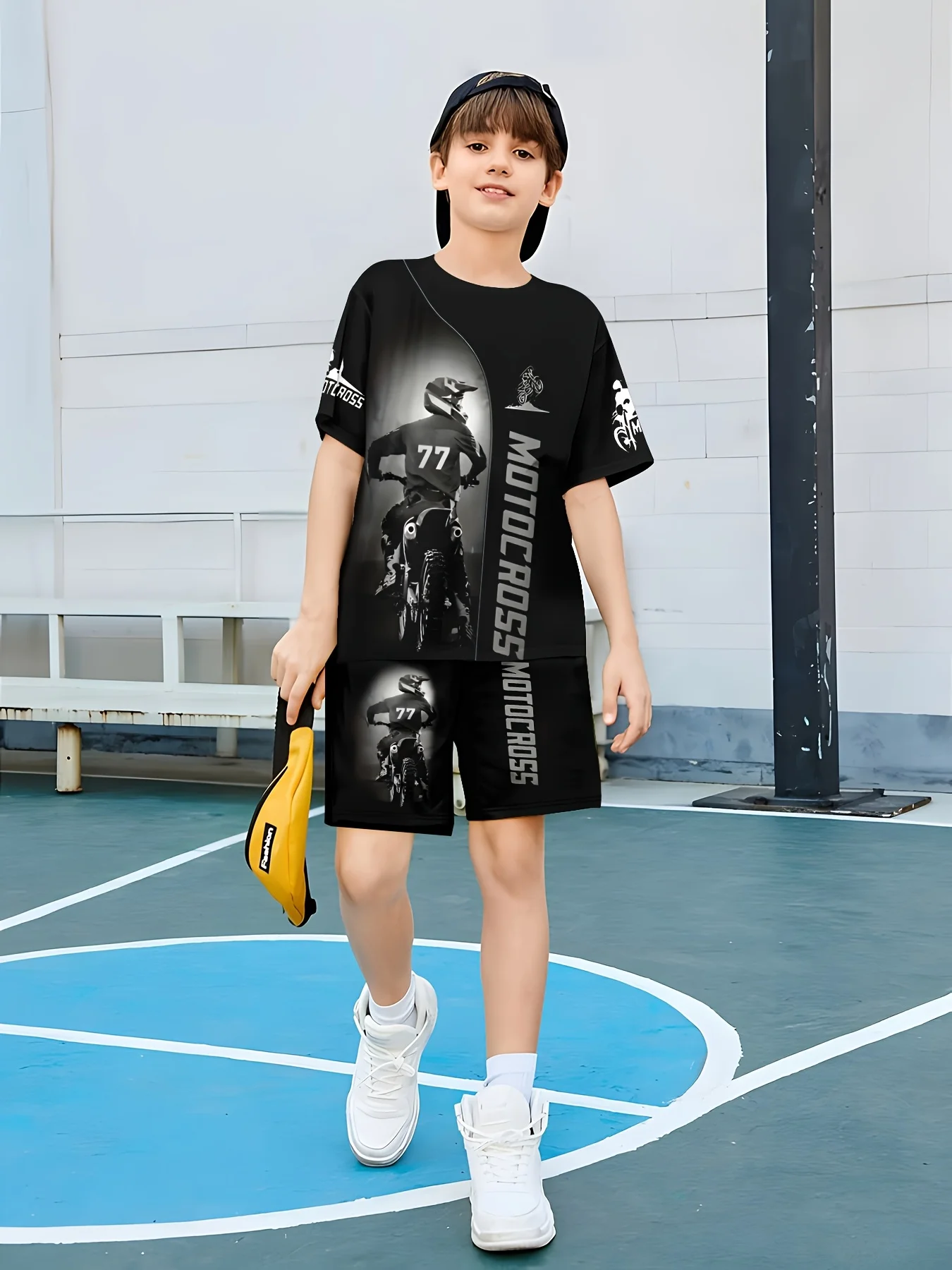 

Fashion and Casual 3D Printed Shorts T-shirt Set, Outdoor Motorcycle Themed 3D Printed Sports Shorts Set