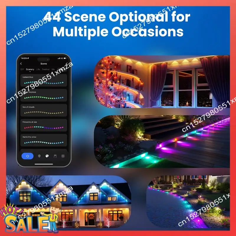 ABCL Tuya Wifi Smart Eaves cadena de luz LED al aire libre IP67 impermeable RGB Color RF Control remoto para Alexa Google Home