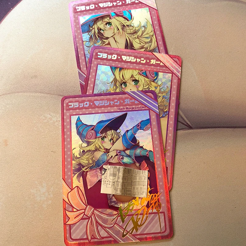 

3Pcs/set 60X87Mm Self Made Yu-Gi-Oh! Dark Magician Girl Relief Foil Stamped Signature Card Game Collection Cards Gift Toys