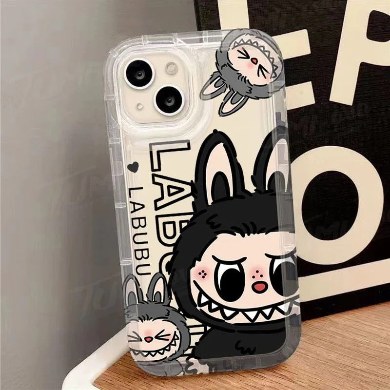 Cartoon Labubu Clear Phone Case for OPPO A15 A16 A17 A31 A53 A54 A57 A60 A74 A92 A93 A94 A98 2020 4G 5G Airbag Shockproof Cover