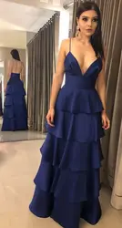 SKMY Autumn Solid Color A-Line Ruffle Long Dresses Women Clothing Casual Spaghetti Strap V-Neck Nightclub Evening Party Dresses