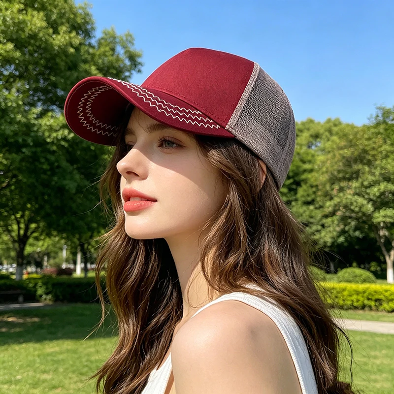 Summer Breathable Mesh Peaked Cap Solid Basic Daily Hat Men Women Custom Embroidery Logo Baseball Cap