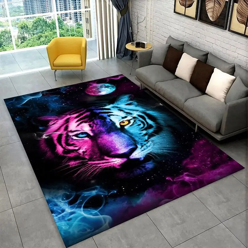Fierce Tiger Beast Sabretooth Large Area Rug Non-slip Durable Carpet for Bedroom Living Room Sofa Doormat Home Decor Floor Mat