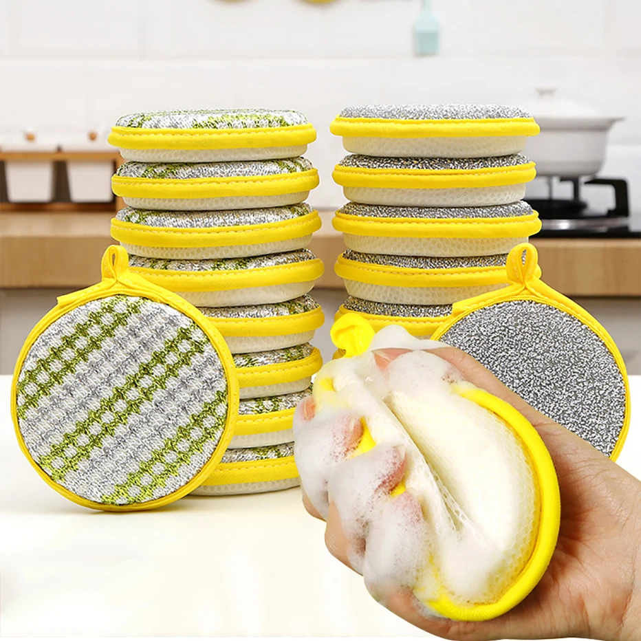 Kitchen Gadgets Tableware Dish Washing Brush Double Side Dishwashing Sponge Pan Pot Dish Wash Sponges Household Cleaning Tools