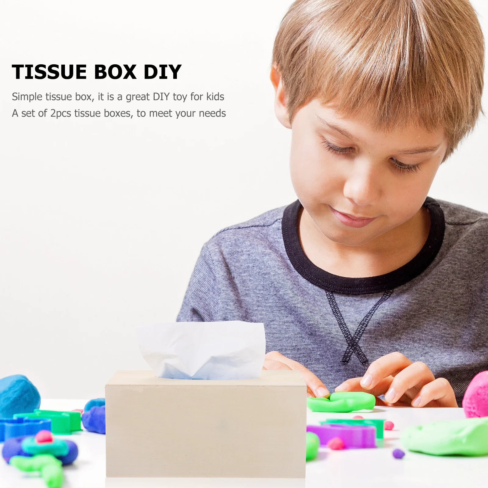

2Pcs DIY Tissue Box Wooden Napkin Case Craft Kit for Children Home Use Simple Assembly Required Fun Educational Project