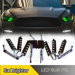 1Set For Ford Mustang 2013-2017 RGBW Multicolor LED DRL Daytime Running Lights Car Wireless Control Board Day Lamps Accessories