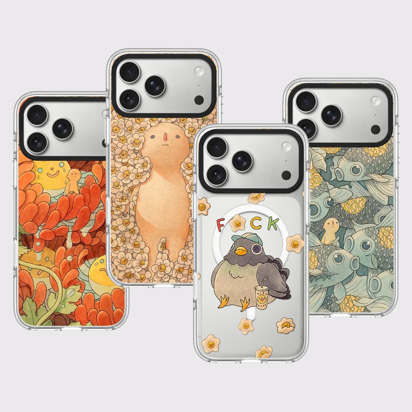 

Cartoon Koi Fish Impact White Border Magnetic Cover for IPhone 13 14 15 16 17 Pro Max Case for IPhone 17Pro