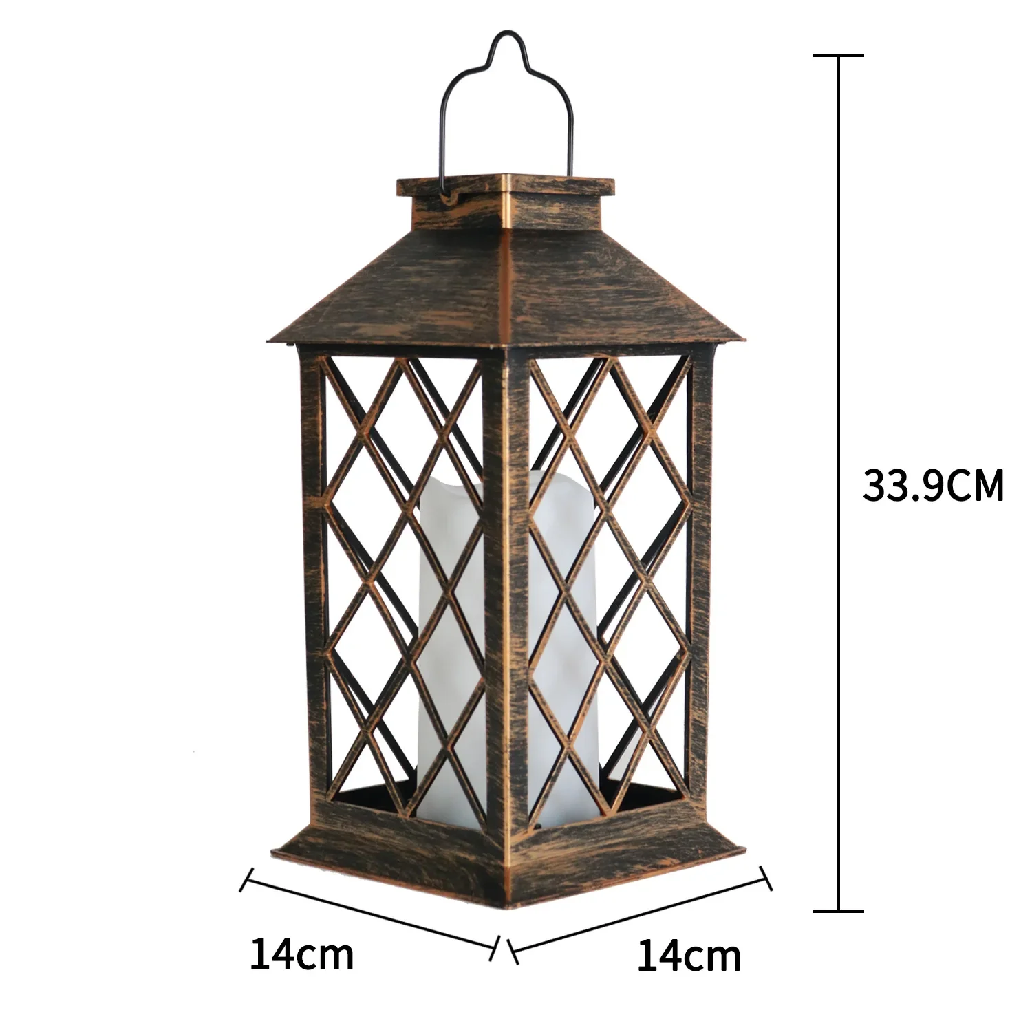 Hot sale Built-in Battery Light Emitting Diode Candle Light Black Plastic Vintage Lantern Corridor Garden Decoration Garden Ligh