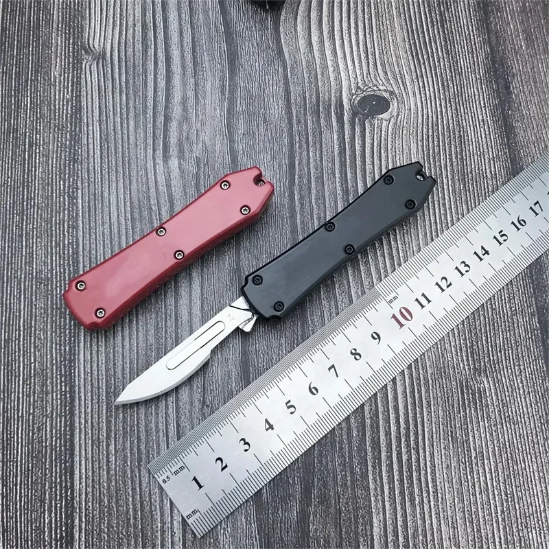 Scalpel with 10 Removable Blades Mini Pocket AU TO Knife 440C Blade Zinc Alloy Handle Tactical Camping Hunting Survival Knife