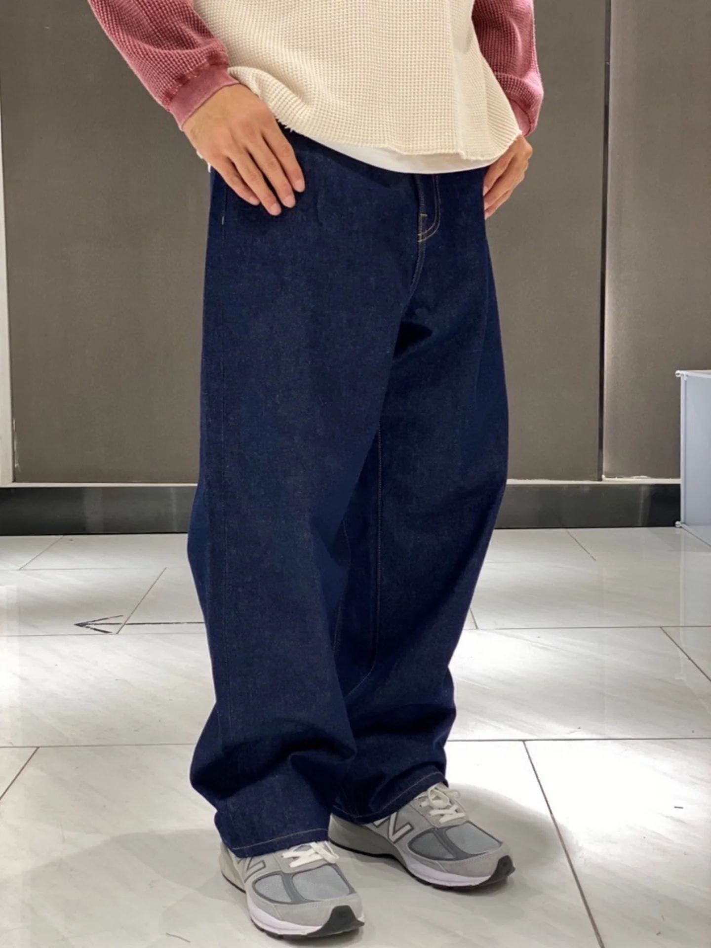 

Брюки с карманами высокой плотности, японские повседневные свободные прямые джинсы