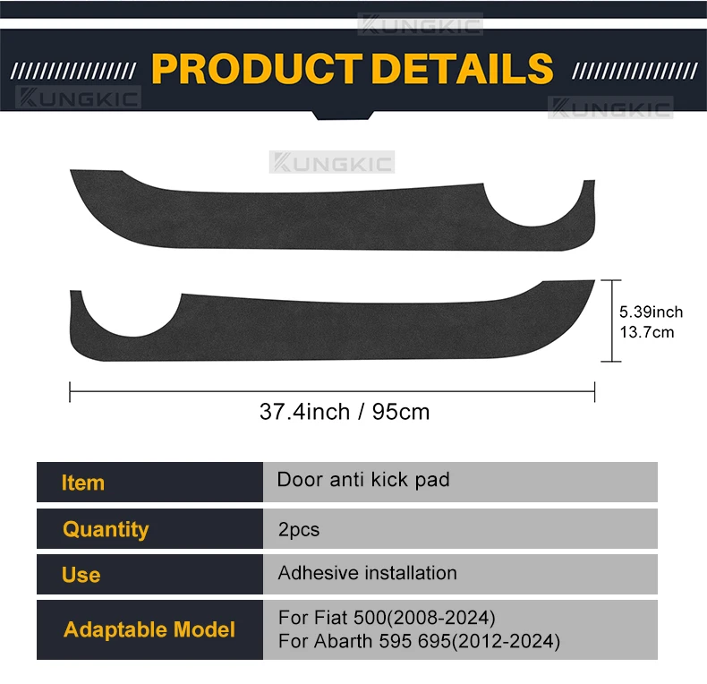 Tür-Trittschutzmatte für Fiat 500/500C 2008-2024/ 500E 2012-2019/ Abarth 595 695 2012-2024 LHD RHD Auto Carbon-Matte Zierleiste Zubehör – Detail 10