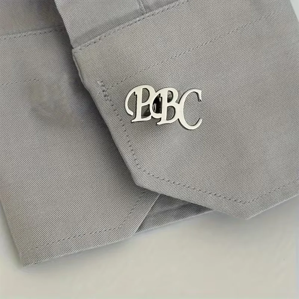 Custom 1-3 Letters Cufflinks Stainless Steel Monogram Gentleman Cuff-Links Personalized Initial Men's Elegant Shirt Jewelry Gift