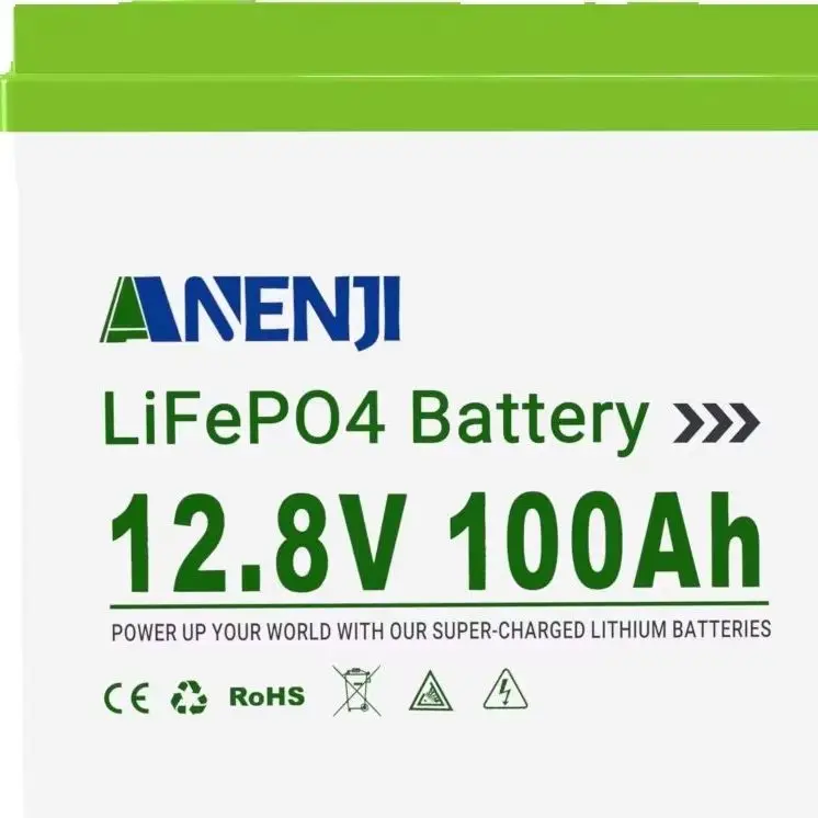ANENJI 12,8 V, 100 Ah, akumulator LiFePO4, do głębokich cykli ładowania, z systemem BMS, akumulator litowo-żelazowo-fosforanowy, do zastosowań w systemach solarnych, pakiet akumulatorów litowych.