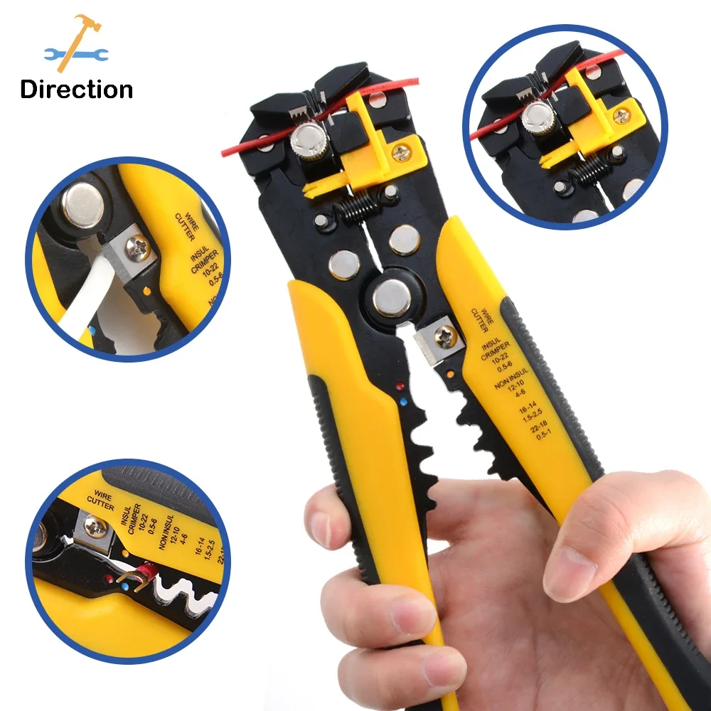 

Crimper Cable Cutter Adjustable Automatic Wire Stripper Multifunctional Stripping Crimping Pliers Terminal Hand Tool