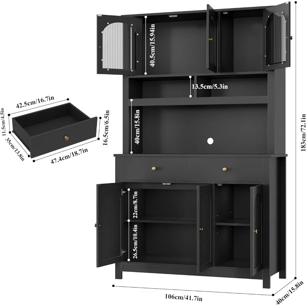 Gabinete de despensa de comida con hucha de cocina con soporte para microondas, cabina de despensa de cocina