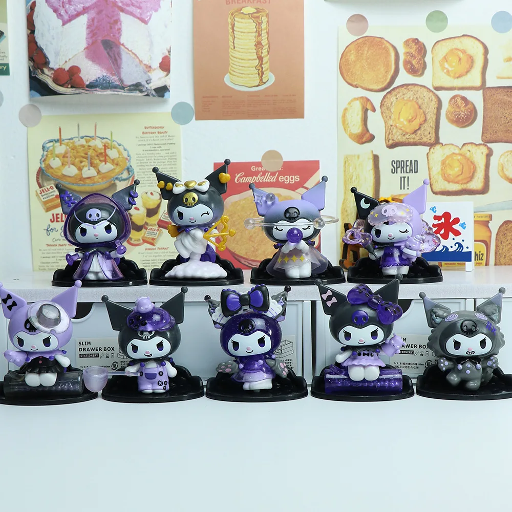 9pc Sanrio Cartoon Kuromi Werewolf Killer Office Series Trendy Doll Desktop Ornament Lovely Girl Children'S Birthday Gift Toy