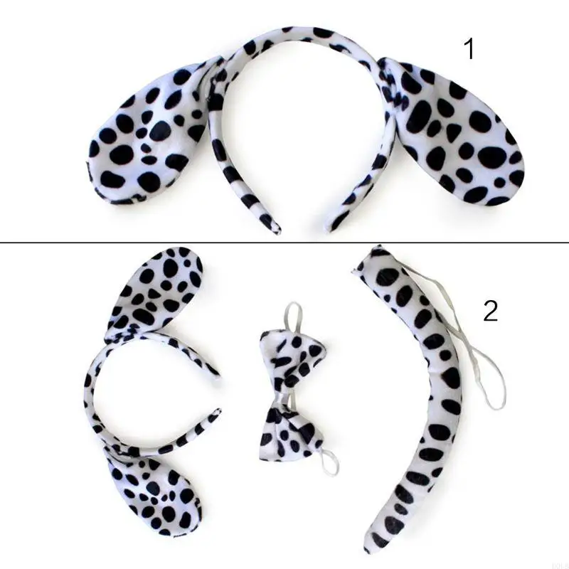 D0ub schattige dieren cosplay kostuum sets kinderen volwassen grote dalmatische vlekkelige hondenorenha