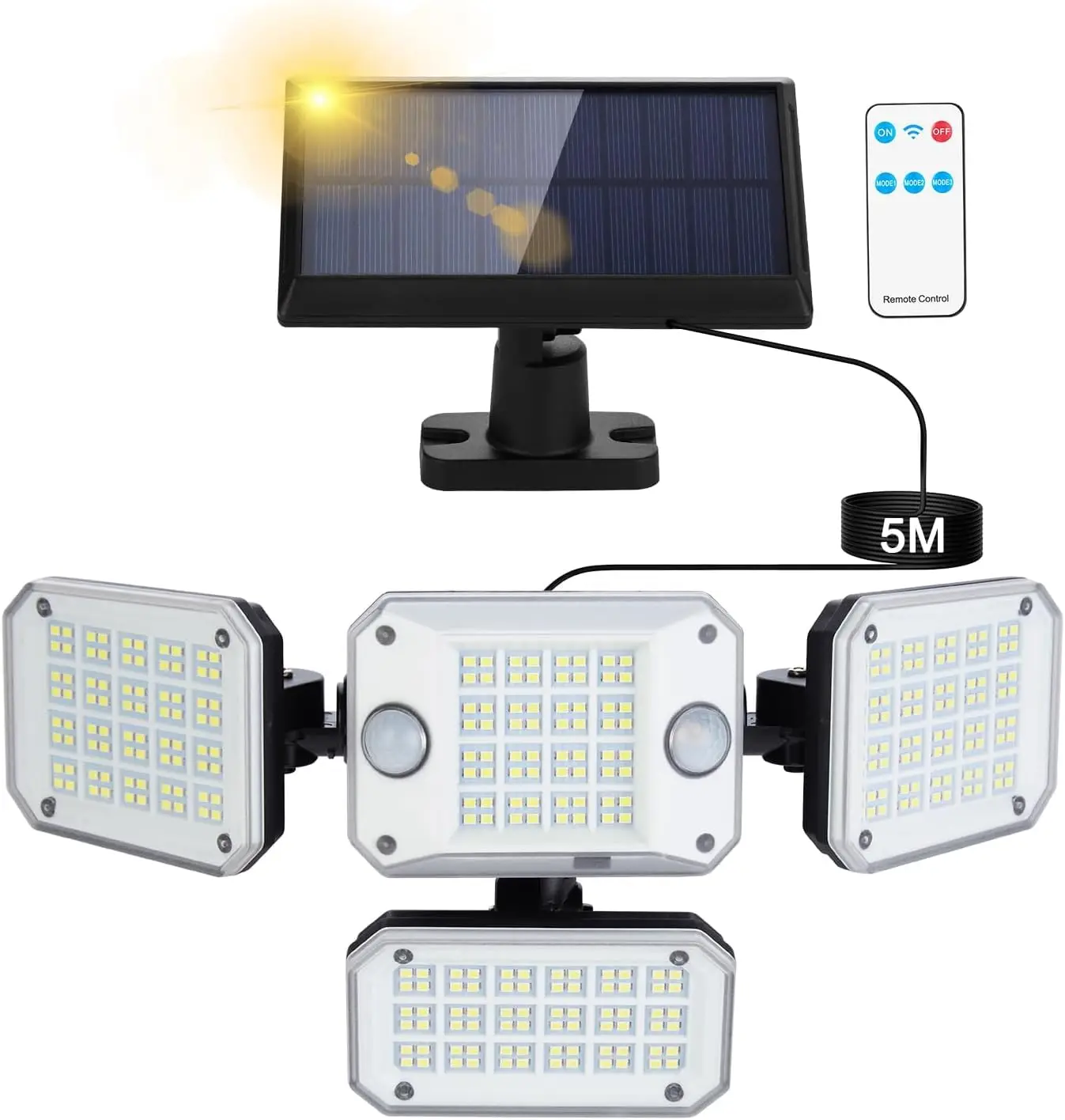 Solar Outdoor Light 3500LM Super Bright LED Security Light Waterproof Motion Sensor Wide Angle Flood Wall Lights Double Sensor