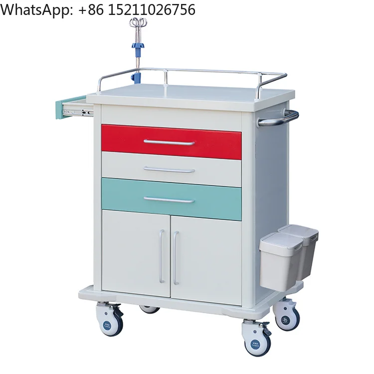 Shiye TCC-01 Modern Ergonomic Durable Multi-Function Adjustable Modular Hospital Cart Stainless Steel Emergency Trolley 4 Silent