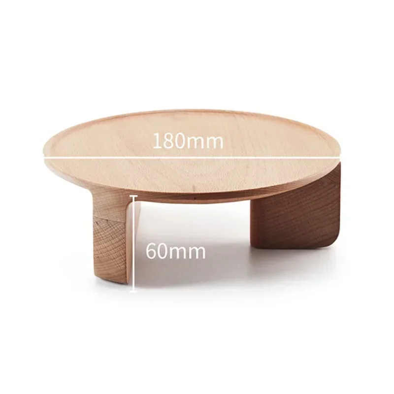 Black Walnut Suspended High Foot Disc Beech Wood Tea Pot Storage Trays Kitchen Coffee Afternoon Tea Organization Rack