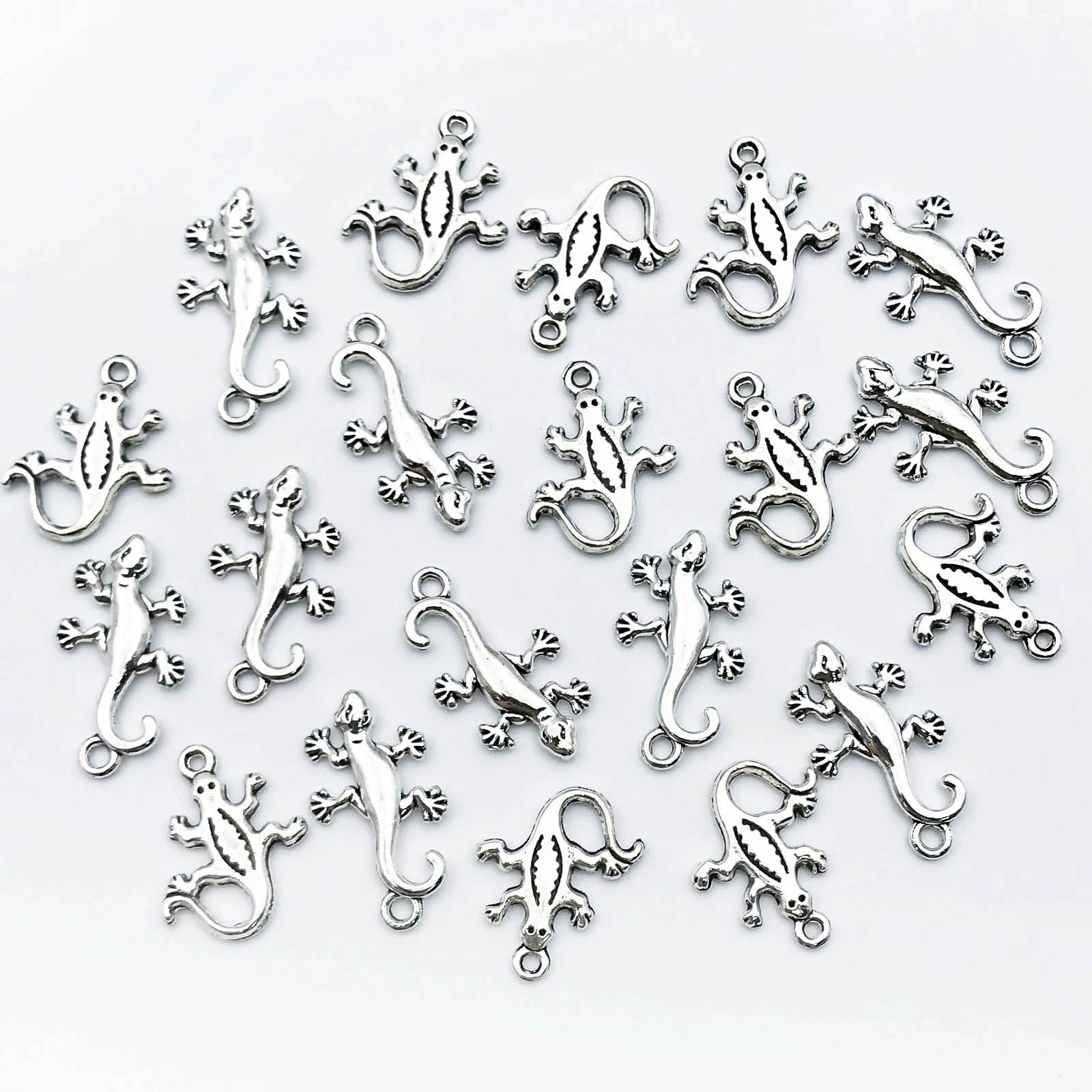 20pcs Antique Silvery House Lizard Charm For Jewelry Making DIY Handmade Personalized Necklace Bracelet Earring Keychain Pendant