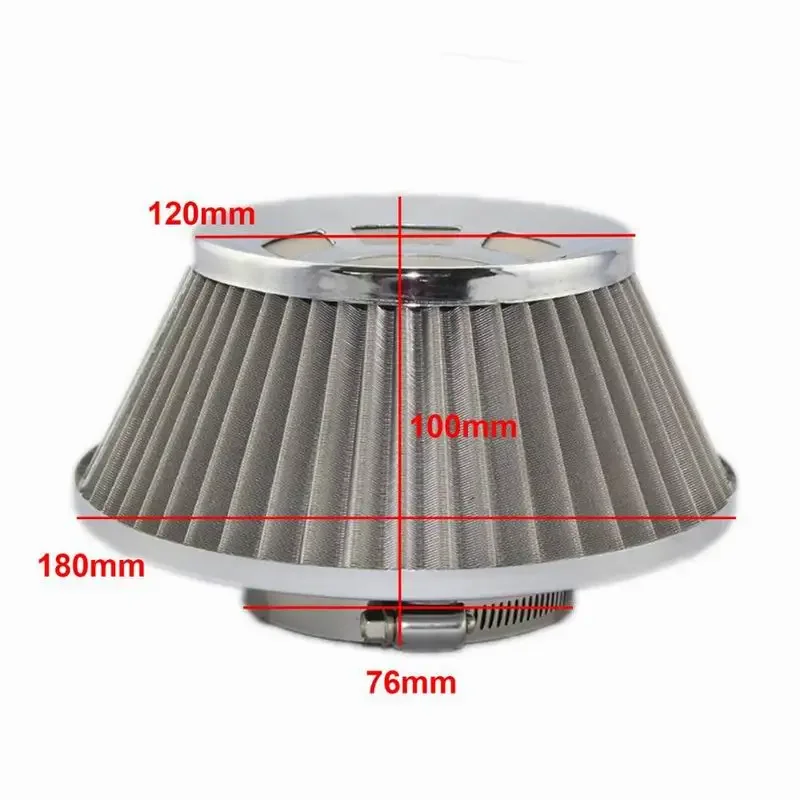 3 inch Stainless Steel Cold Air Filter 76mm Car Cone Air Intake Filters Universal Sports High Power Flow Air Filter Auto Parts