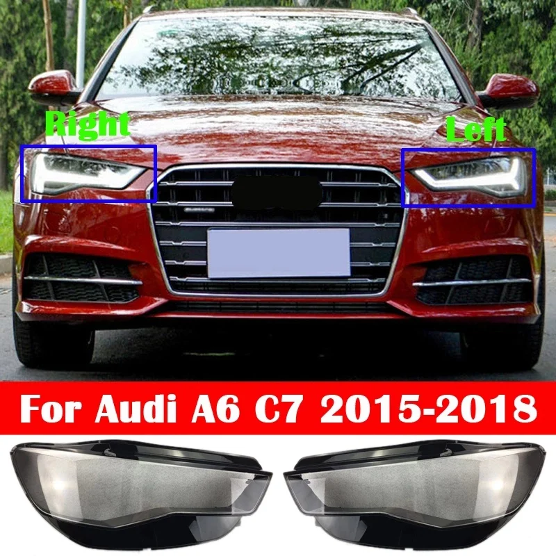 Car Head Light Lamp Cover Transparent Lampshade Headlight Cover Shell Mask Lens for-Audi A6 A6L C7 2015-2018