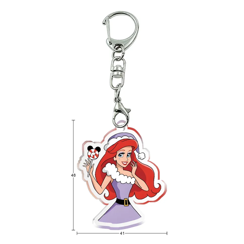 Kerst Prinses Elsa Ariel Tiana Jasmijn Transparant Acryl Sleutelhanger Mobiele Telefoon Tas Hanger Sieraden Kids Cadeau Accessoires