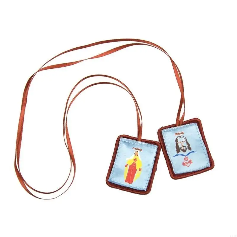 L9BE Red Catholic Scapular Our Lady Of Mount Religious Jewelry Necklace Gift