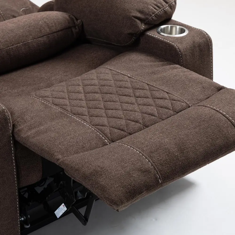 كرسي رفع كهربائي كبير الحجم لكبار السن كرسي كهربائي مخملي مسطح بزاوية 180 درجة مع حامل أكواب عالي التحمل 400 رطل #3