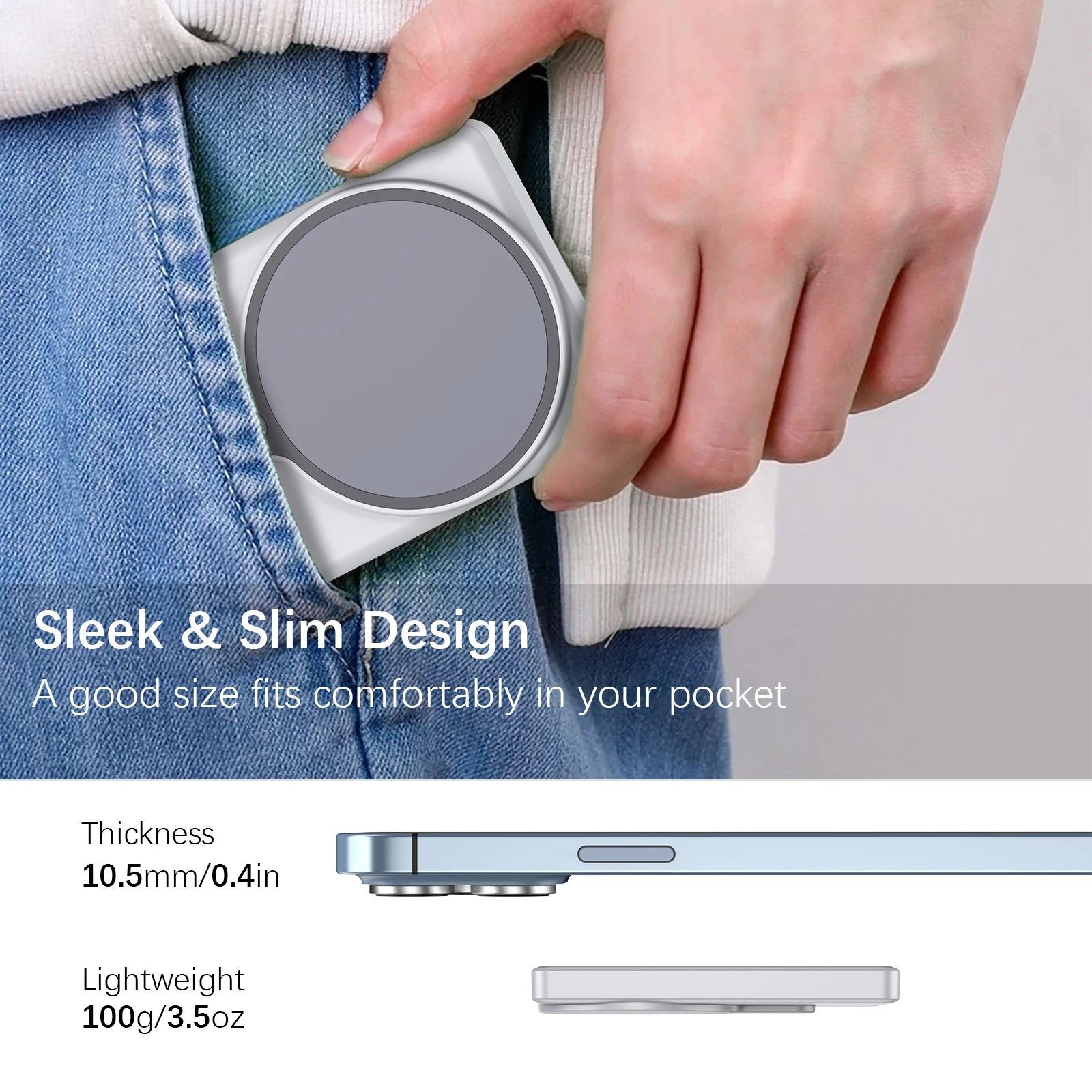 شاشة مراقبة سيلفي Vlog للهاتف، كاميرا خلفية لـ Selfie Vlog Live Stream، حامل مغناطيسي لـ MagSafe، اتصال لاسلكي مع