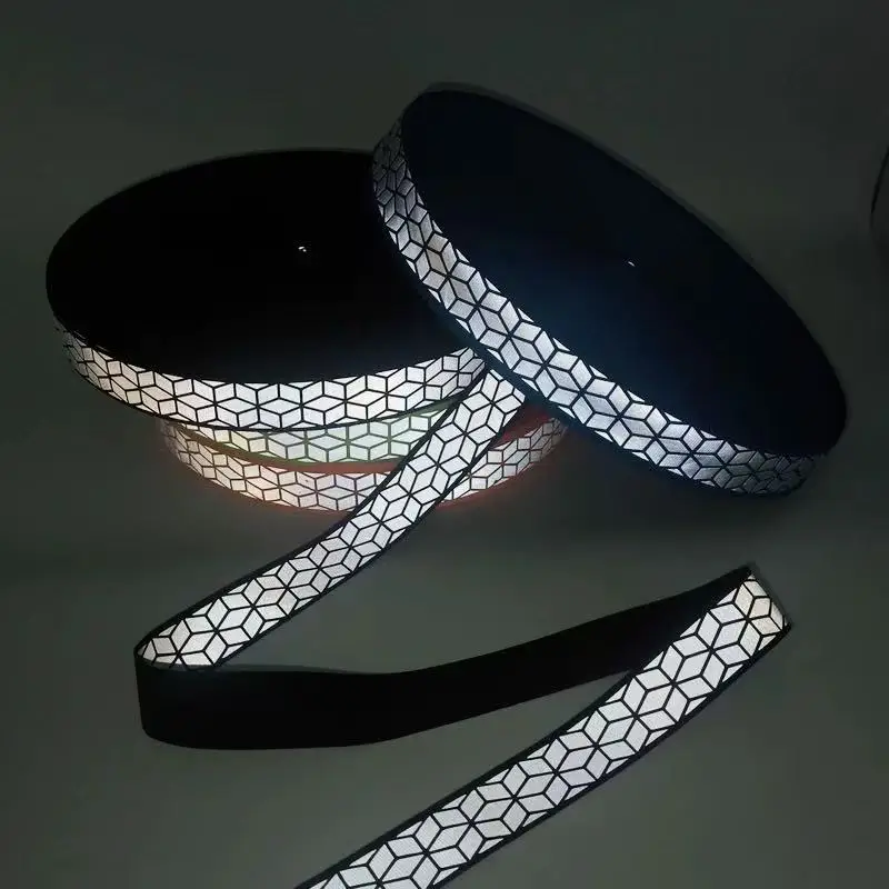 2.5CM Fluorescent Reflective Fabric Tape High Brightness Backpack Clothes Night Traffic Warning Tape Sewing Strip for Safety