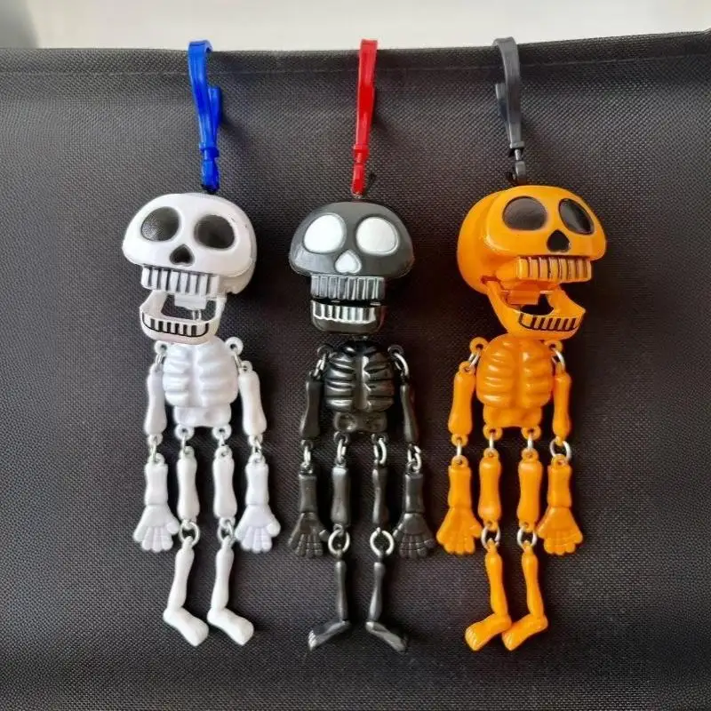 Skelett-Schlüsselanhänger mit Zugschnur, lustiger Neuartiger Plastik-Taschenanhänger, langlebiger Rucksack-Anhänger für Halloween-Party-Geschenke – Detail 25