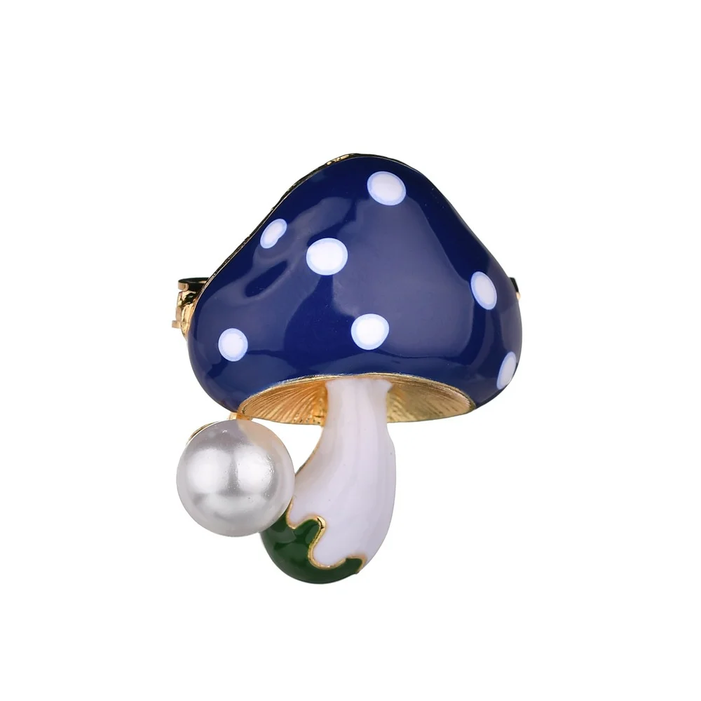 Women Pearl Mushroom Brooch Buckle Pin Clothing Bags Accessories