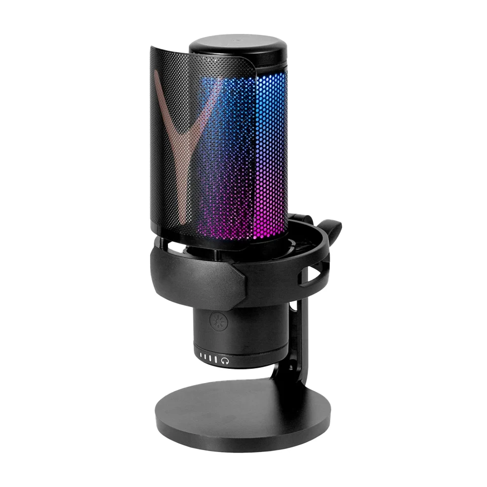 Condenser Microphone Live Broadcast Microphone with RGB Seven-color Microphone USB and Type C for Computer Game Live Streaming