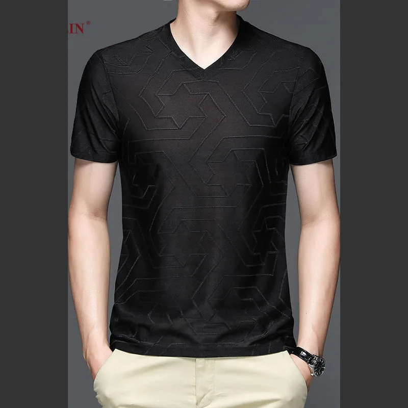 Fashion V-Neck Solid Color All-match T-Shirt Men's Clothing 2023 Summer New Oversized Casual Pullovers Short Sleeve Tee Shirt