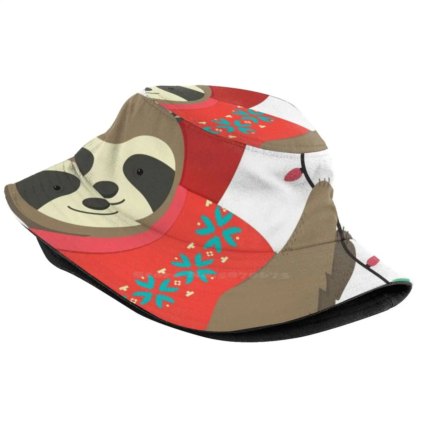 Merry Slothmas - Christmas Sloth Causal Cap Buckets Hat Seasons Greetings Happy Jolly Animal Zoo Funny Girl His Hers For Him For