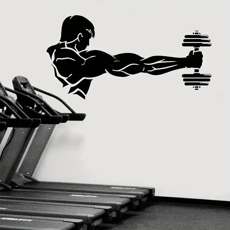 Athletic Gym Muscle Gym Vinyl Wall Decal Workout Logo Fitness Beast Barbell Bodybuilding Healthy Wall Sticker for Gym Decor