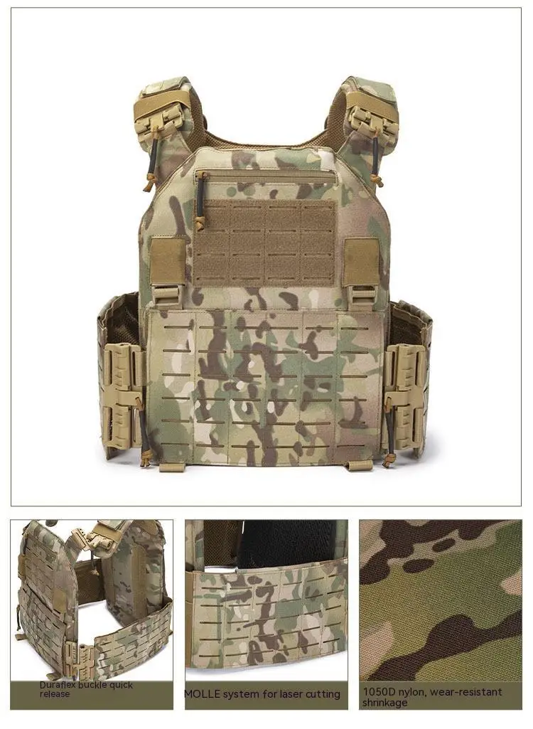 Gilet de combat noir léger détachable rapide, gilet tactique découpé au laser, équipement à transporter, plaque de protection, nouveau, 6094