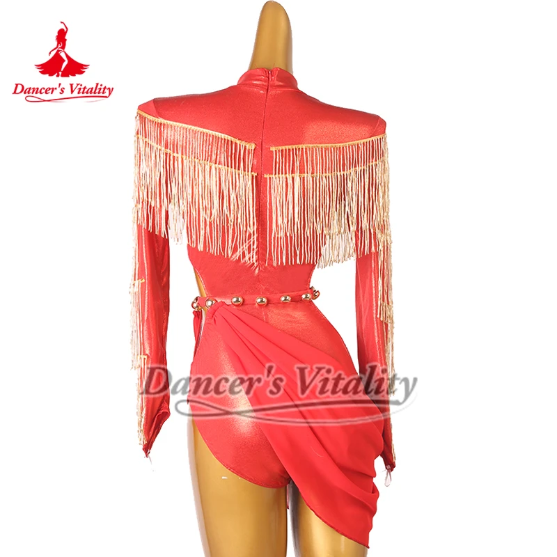 New Design Latin Dance Long Sleeves Dresses for Women Adult and Child Chacha Samba Rumba Professional Perform Clothing Customize