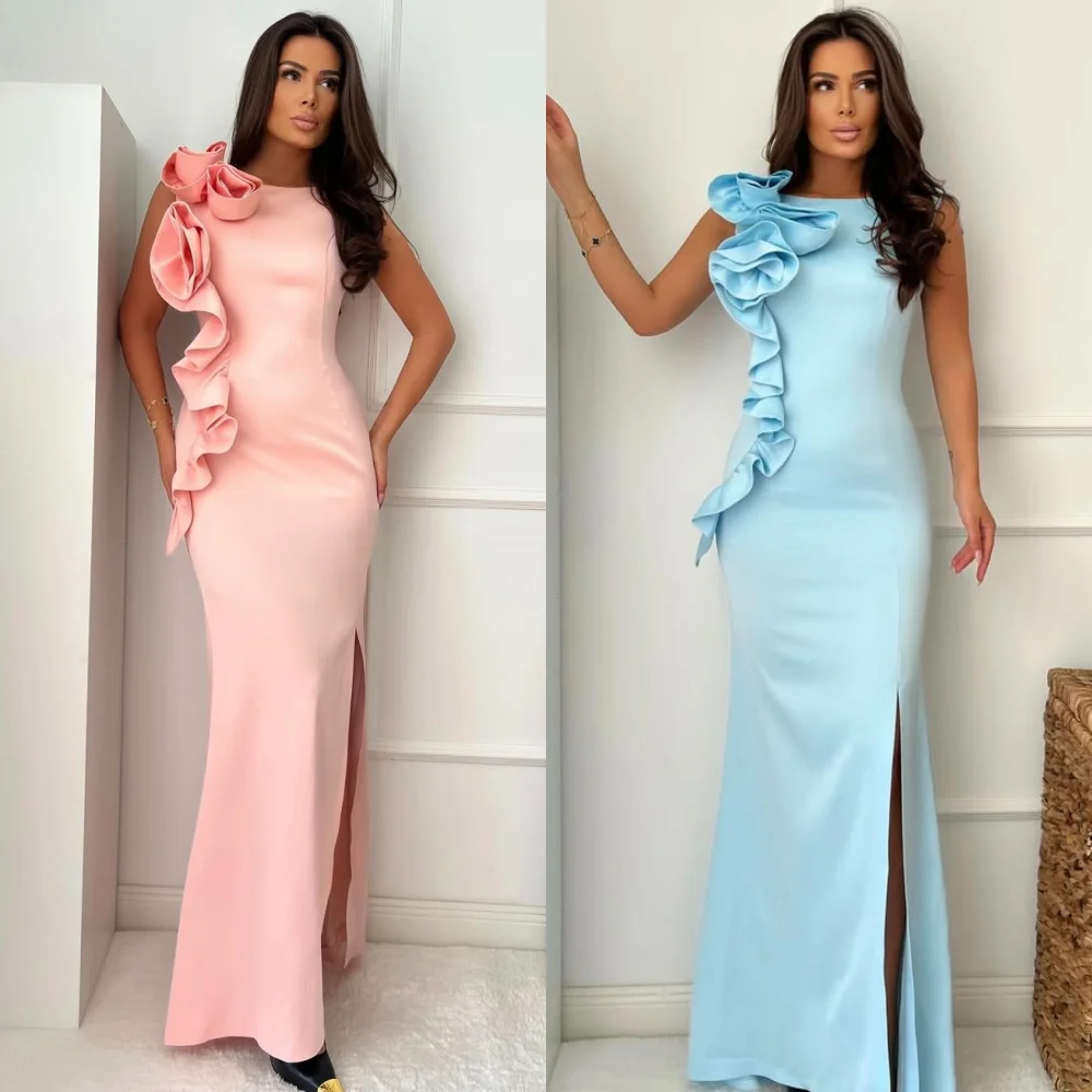 

Customized Modern Style Elegant Jersey Ruched Mermaid Scoop Neck Long Dresses Bespoke Occasion Dresses Sizes Available Classic