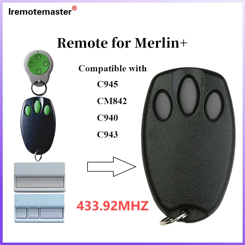 For  Merlin Liftmaster 94335E 84335E C945 C943 C940 Garage Door Remote Control 433.92MHz Rolling Code