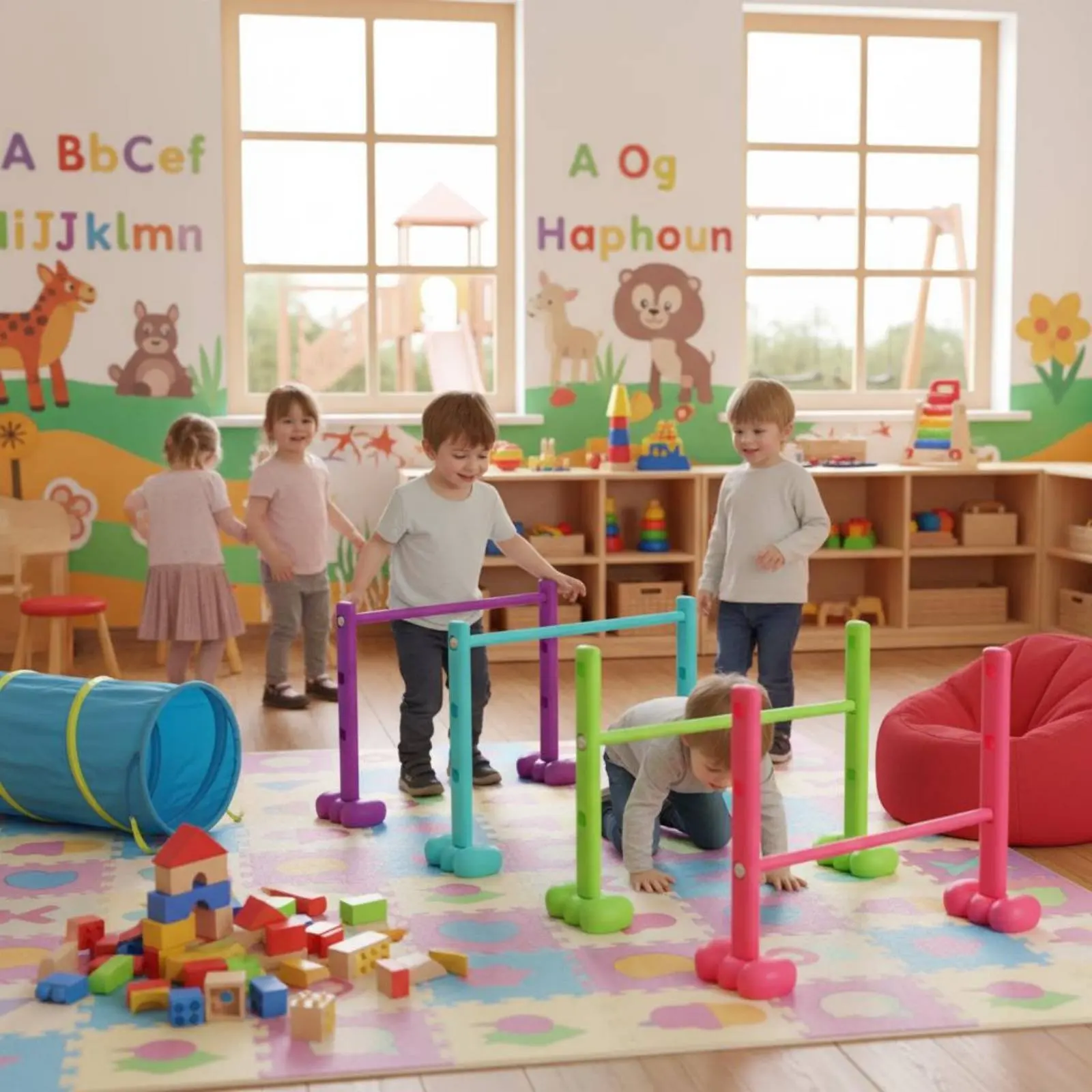 4 Pieces Crawl Tunnel Set Safe Plastic Indoor Obstacle Course Folding Agility Hurdles Easy to Assemble Active Gear for Outdoor - view 3