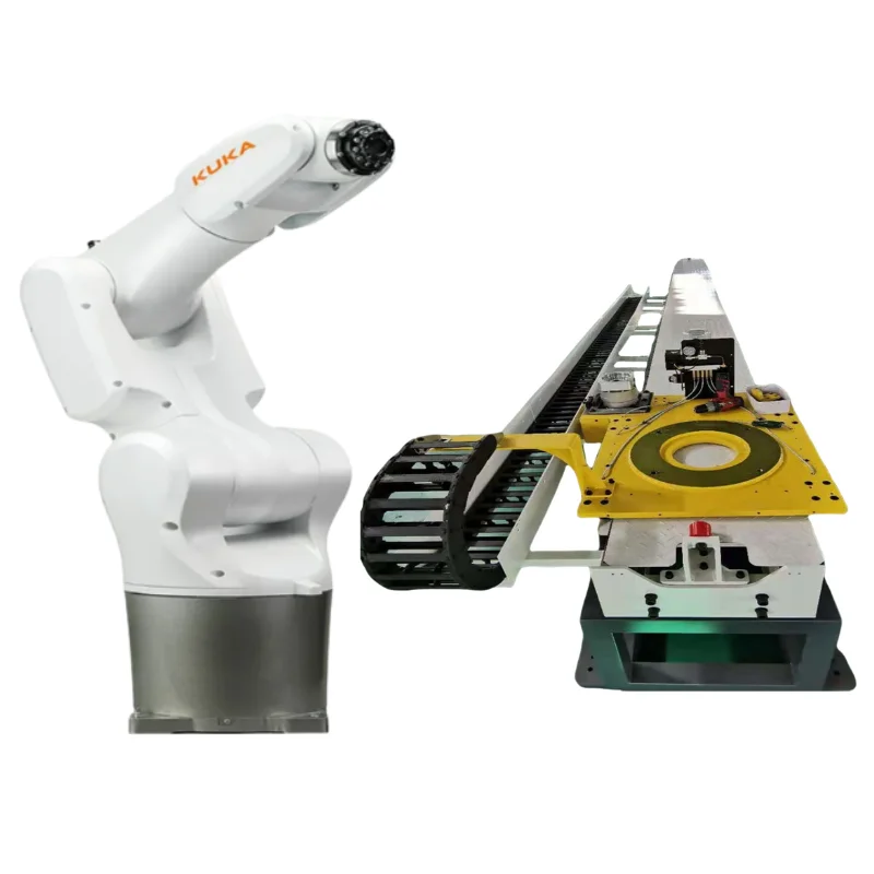 Измерение, распыление, обработка кронштейна робота KUAK KR4 R600 Робот KR C5 Микроуправляющий шкаф CNGBS Рабочая станция с направляющей