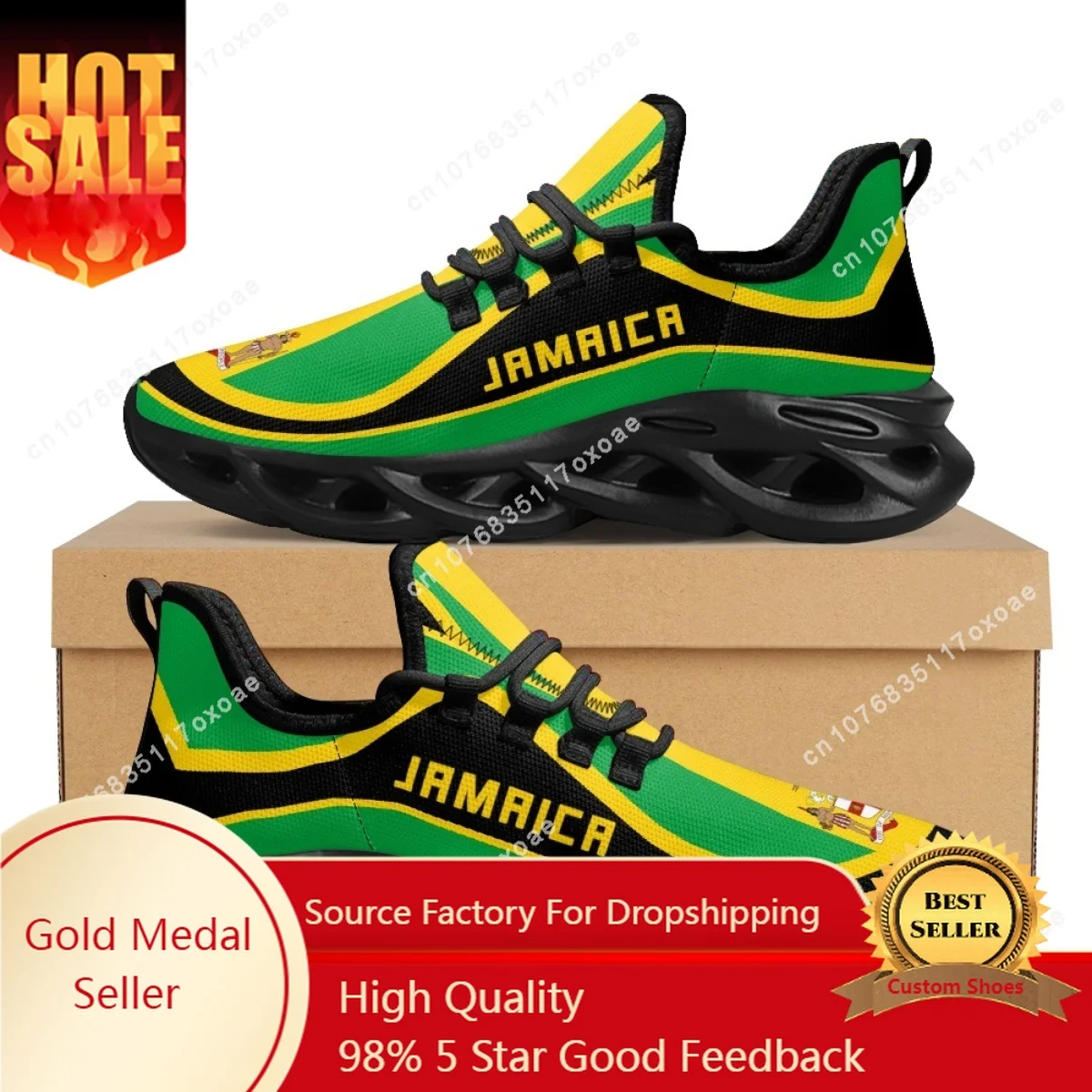 

Jamaica Flag Pattern Lightweight Lace Up Mesh Shoes for Women Men Patriotic Pride Shoes Platform Sneakers Custom Name Zapatos