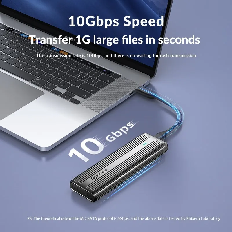 Phixero 10Gbps Dual Portocol Ssd Nvme M.2 Behuizing Ssd Naar Usb Adapter Ngff Sata Externe Case Type C Hd Opbergdoos Voor Pc Mac