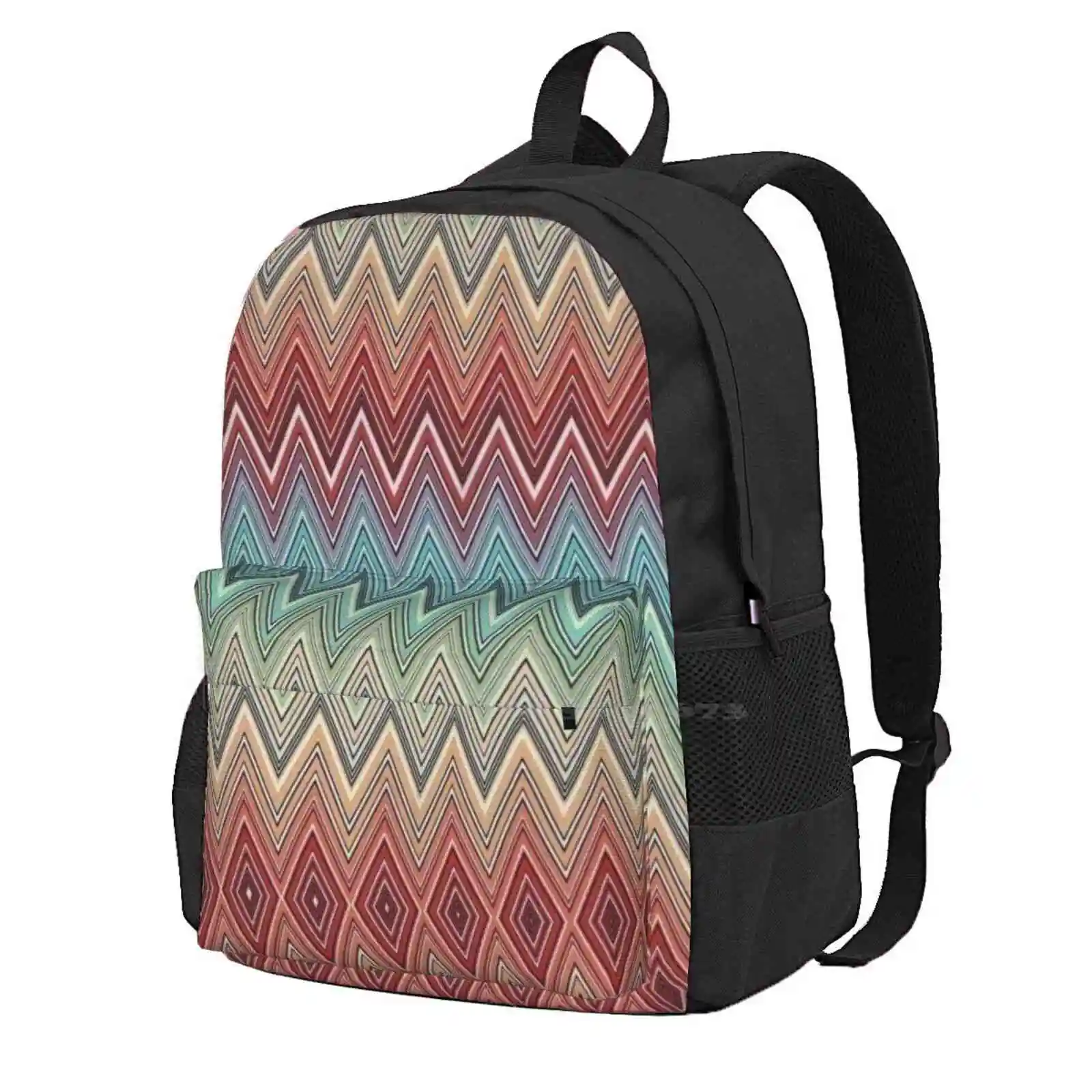 Home Zig Zag School Bags Travel Laptop Backpack Geometric Fashion Home Pastel Contemporary Expensive Modern Boho Influencer