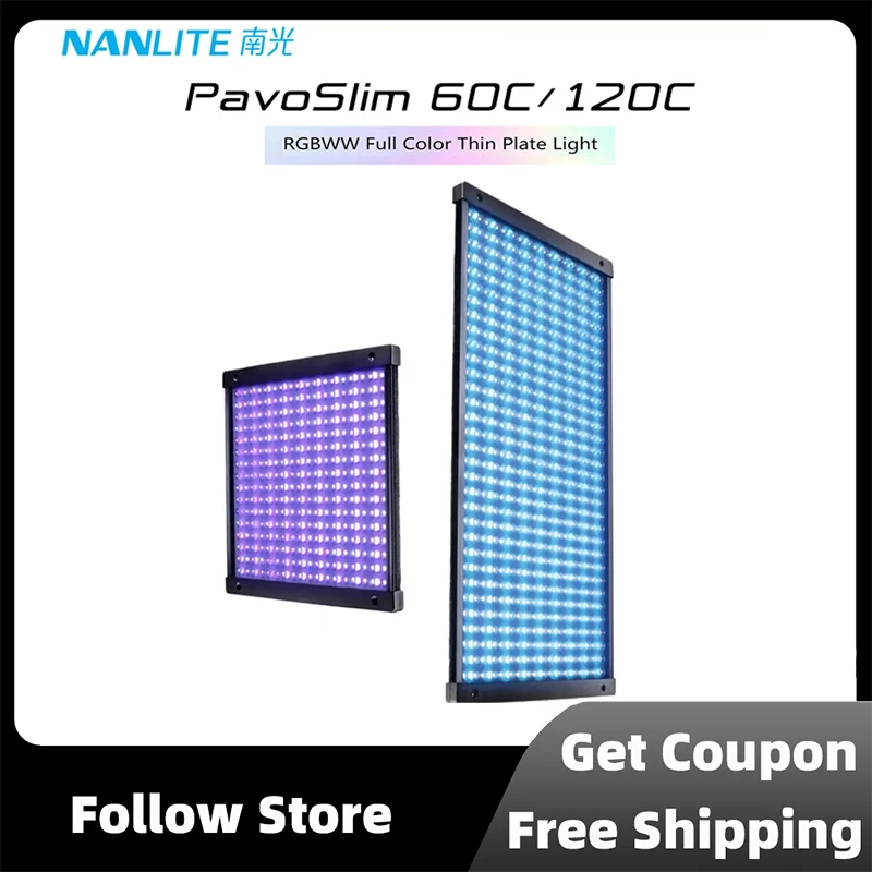 Nanlite PavoSlim 60C/60CL/120C/60B/120B 2700-7500K Slim Panel Light Full Color Light for Live Streaming Studio Outdoors