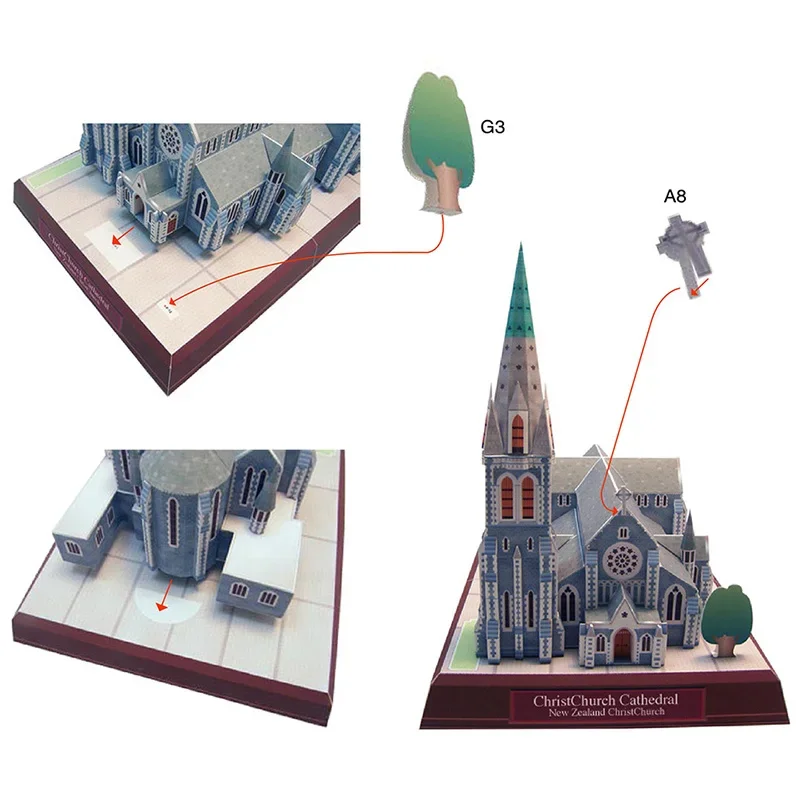 New Zealand Christ Church Cathedral 3D Paper Model House Papercraft DIY Art Origami Building Teens Adult Craft Toys QD-180