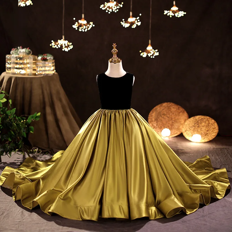 

Вечернее платье на день рождения для девочек, детское платье для выступлений на фортепиано, модель ведущего, модное платье принцессы с хвостом для подиума, весна